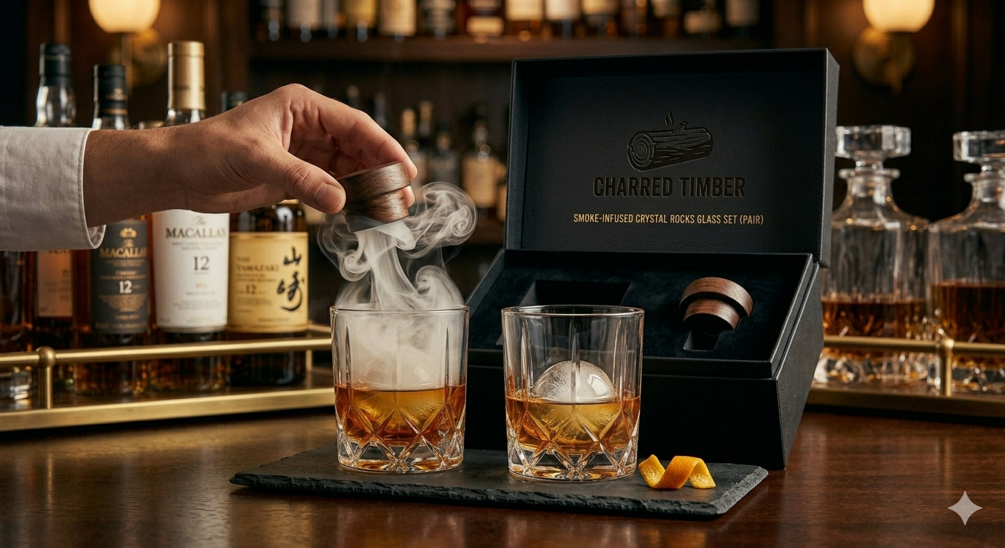 Charred Timber' Smoke-Infused Crystal Rocks Glass